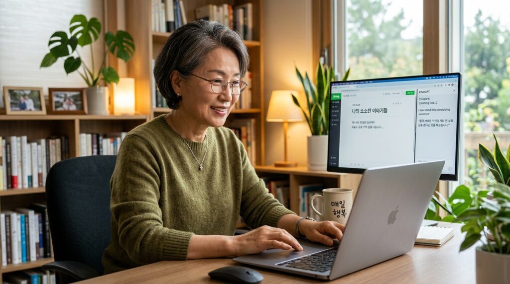 5060 챗GPT로 블로그 콘텐츠를 만드는 장면