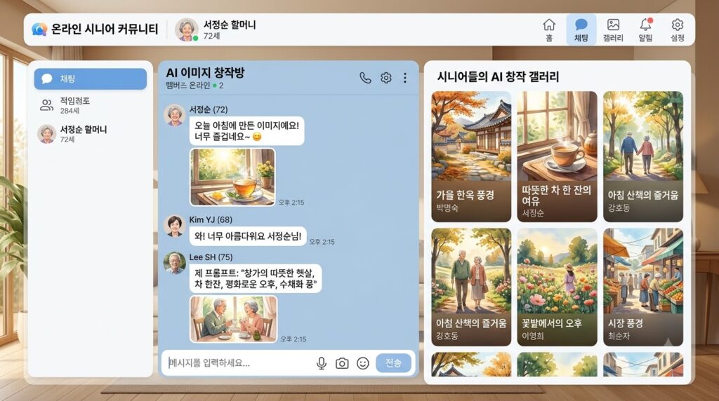인공지능 학습 커뮤니티에서 프롬프트를 공유하는 온라인 소통 화면